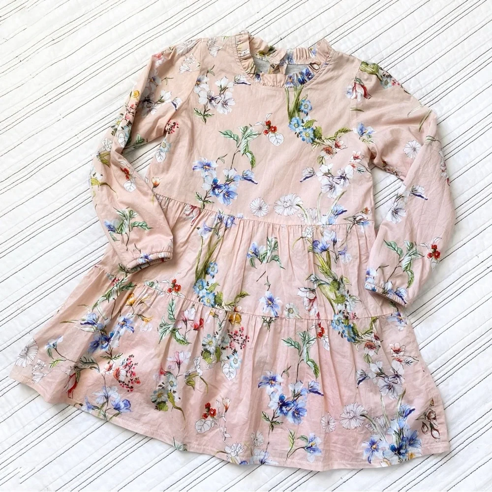 Christina Rohde Dress Rosa Multi Flower Long Sleeved Lined Girls size 6 y